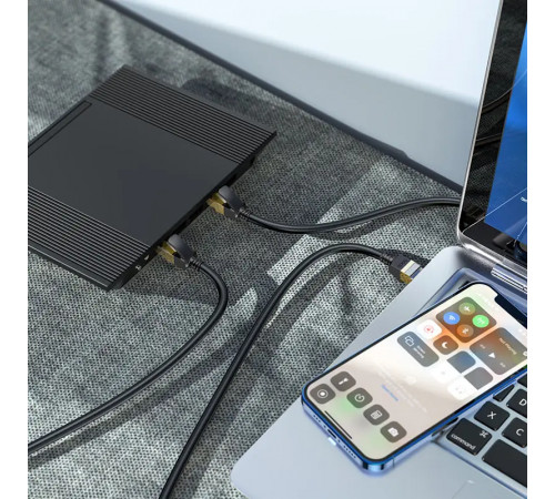 Мережевий кабель HOCO US02 Level pure copper gigabit ethernet cable(L=3M) Black (6931474761965)