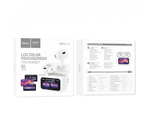 Бездротові навушники TWS HOCO EW72 Lite Soar, touch screen, White (6942007651004)