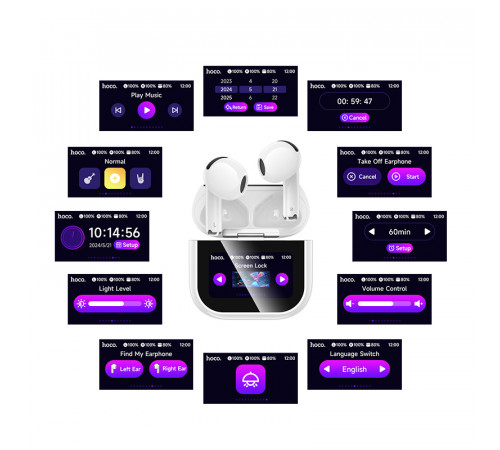 Бездротові навушники TWS HOCO EW82 Sparkle, touch screen, White (6942007646529)