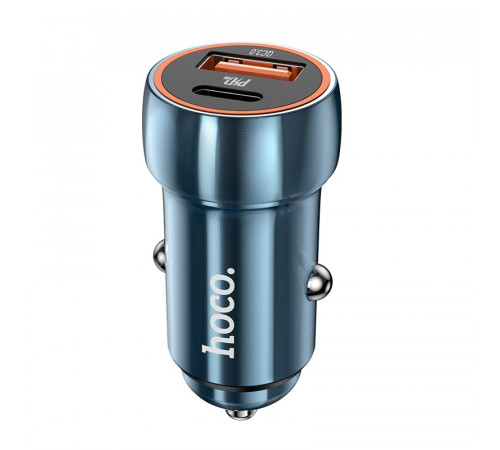 Автомобільний зарядний пристрій HOCO Z46A Blue whale PD20W+QC3.0 car charger Sapphire Blue (6931474770349)