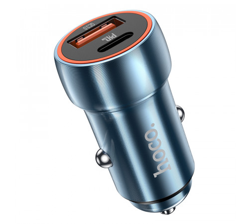 Автомобільний зарядний пристрій HOCO Z46A Blue whale PD20W+QC3.0 car charger Sapphire Blue (6931474770349)