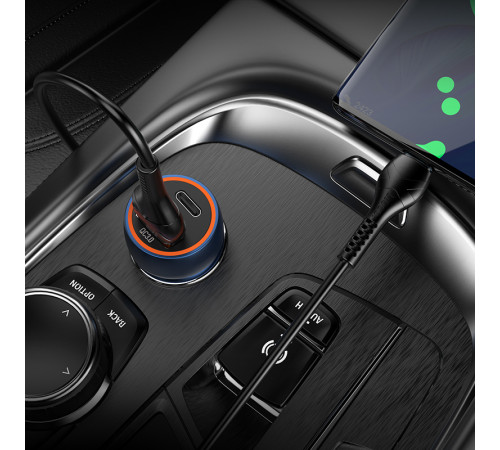 Автомобільний зарядний пристрій HOCO Z46A Blue whale PD20W+QC3.0 car charger Sapphire Blue (6931474770349)