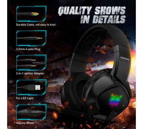 Навушники комп'ютерні Onikuma K19 RGB з мікрофоном