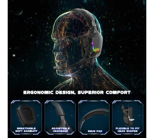 Навушники комп'ютерні Onikuma K20 RGB з мікрофоном