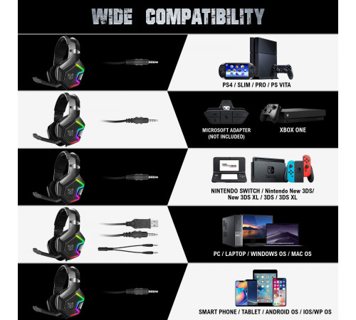 Навушники комп'ютерні Onikuma K10 Pro RGB з мікрофоном