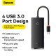 USB-хаб Baseus Lite Series 4-Port Type-C HUB Adapter (Type-C to USB 3.0*4) 25cm Black (WKQX030301)