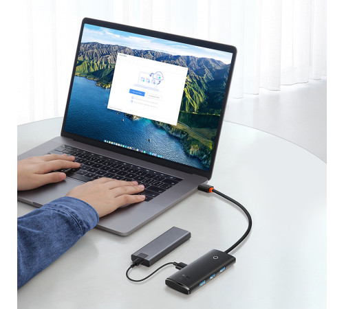 USB-хаб Baseus Lite Series 4-Port Type-C HUB Adapter (Type-C to USB 3.0*4) 25cm Black (WKQX030301)