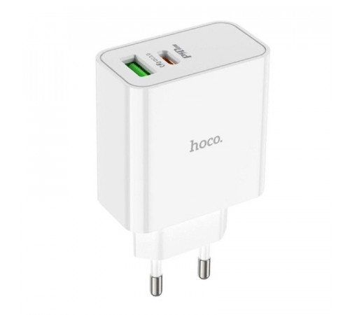 Мережевий зарядний пристрій HOCO C113A Awesome PD65W dual port(1A1C) charger White (6931474790910)
