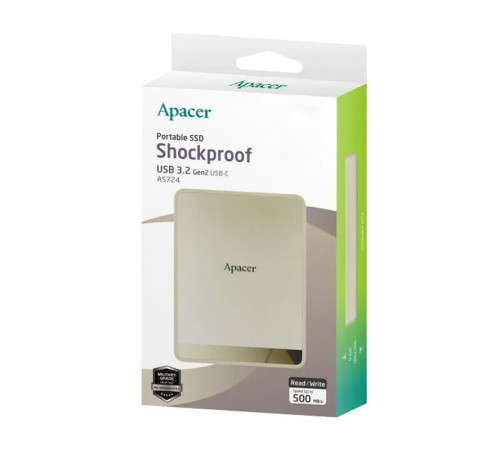 Портативний SSD Apacer AS724 512 GB USB 3.2 Gen.2 Type-C Read/Write 500MB/s Cream (AP512GAS724C-1)