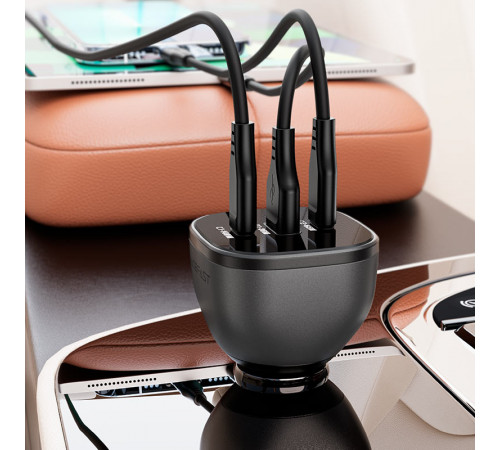 Автомобільний зарядний пристрій ACEFAST B14 165W (2*USB-C+USB-A) 3-port car charger Black (6974316282938)