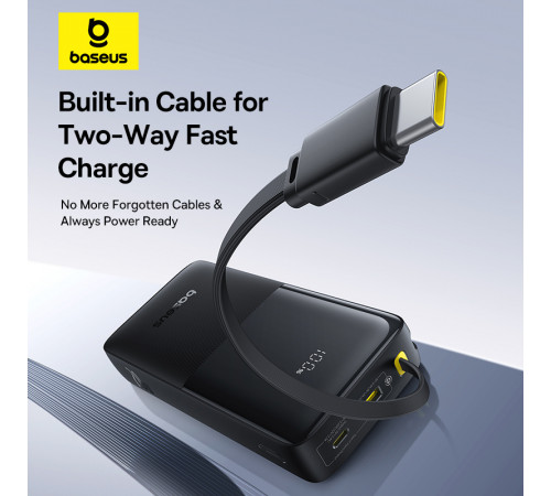 Зовнішній акумулятор Baseus Bipow 2 Digital Display Power Bank With Built-in USB-C Cable 20000mah 20W Cluster Black (P10077101113-01)
