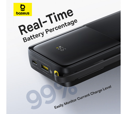 Зовнішній акумулятор Baseus Bipow 2 Digital Display Power Bank With Built-in USB-C Cable 20000mah 20W Cluster Black (P10077101113-01)