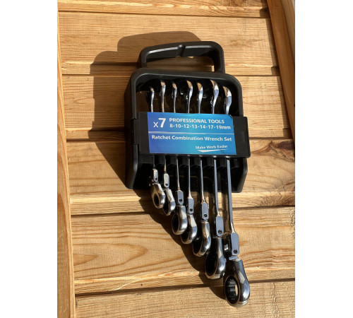 Ключи 7 ШТ  комбинированные трещоточные шарнирные в наборе Wrench set	ES-7¶ (20)