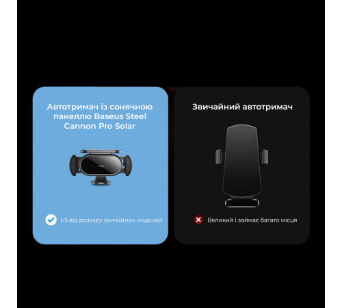 Автотримач для телефона Baseus Steel Cannon pro Solar Electric Car Mount Black (SUGP010001)