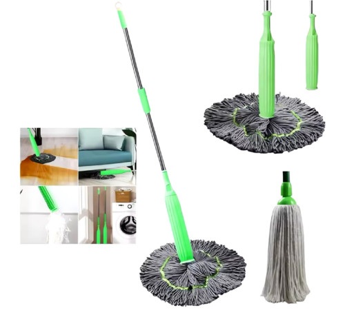 Швабра для сухой и влажной уборки  ЗЕЛЕНАЯ    , 2 в 1, 360 дюйма    LY-741 (50)  (40)
