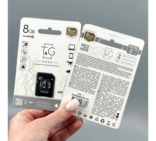 Карта пам'яті T&G 8Gb (UHS-1) 10 class (з адаптером SD)