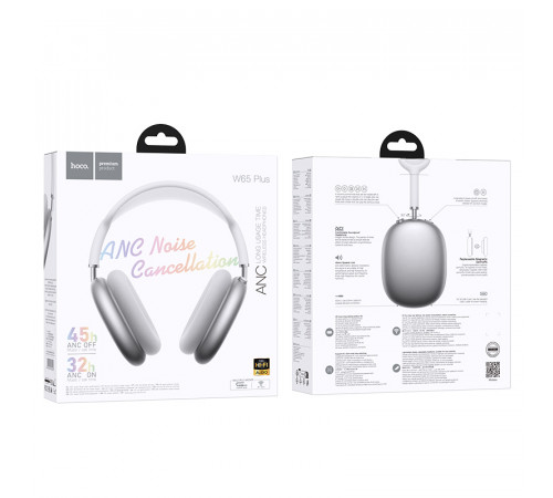 Бездротові накладні навушники HOCO W65 Plus Happy ANC BT headphones Silver (6942007650403)