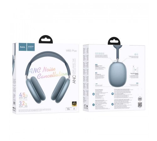 Бездротові накладні навушники HOCO W65 Plus Happy ANC BT headphones Blue (6942007650427)