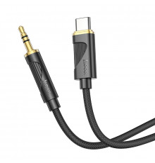 Аудiокабель HOCO UPA30 Type-C to 3.5mm male, nylon braid, 1m, Black (6942007625524)