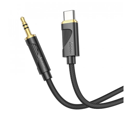 Аудiокабель HOCO UPA30 Type-C to 3.5mm male, nylon braid, 1m, Black (6942007625524)
