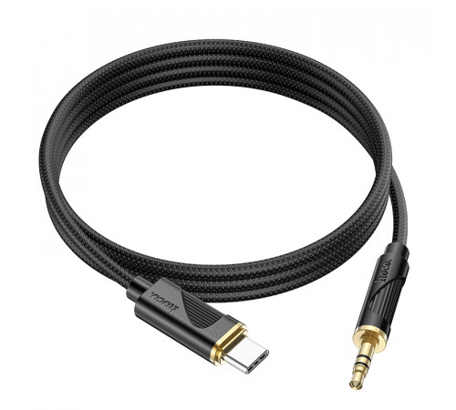 Аудiокабель HOCO UPA30 Type-C to 3.5mm male, nylon braid, 1m, Black (6942007625524)