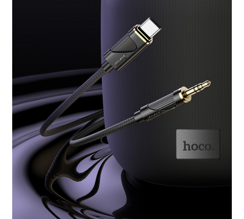 Аудiокабель HOCO UPA30 Type-C to 3.5mm male, nylon braid, 1m, Black (6942007625524)