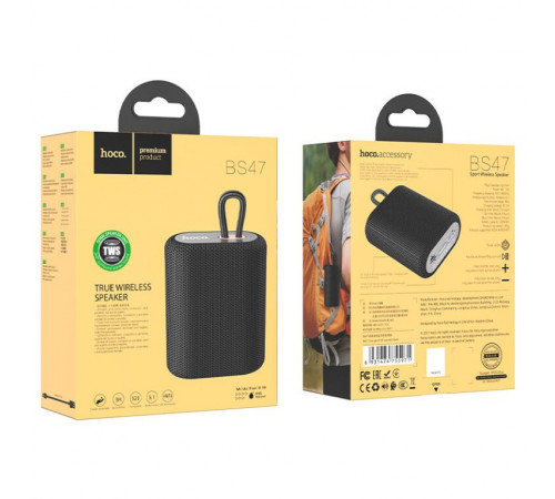 Портативна колонка HOCO BS47 Uno sports BT speaker, 5W, Black (6931474755971)