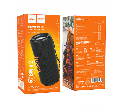 Портативна колонка HOCO HC27 Soundful sports BT speaker, 8W*2, Black (6942007641333)
