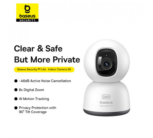IP-камера відеоспостереження Baseus Security P1 Series Indoor 3MP OS White EU (S0TV002132)