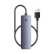 USB-хаб Baseus UltraJoy Series 4-Port  HUB Lite 50cm Space Grey（USBA to USB3.0*4+Type-C5V） (B0005280B811-01)