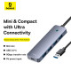 USB-хаб Baseus UltraJoy Series 4-Port  HUB Lite 50cm Space Grey（USBA to USB3.0*4+Type-C5V） (B0005280B811-01)
