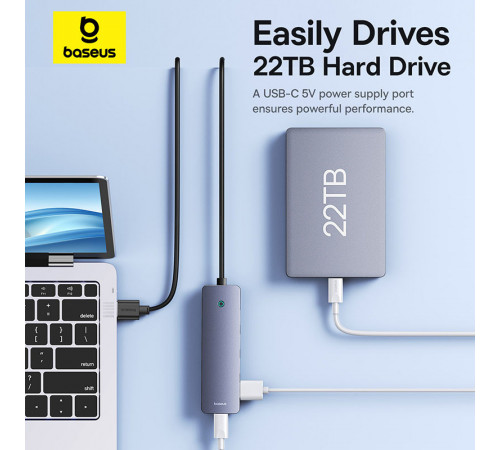 USB-хаб Baseus UltraJoy Series 4-Port  HUB Lite 50cm Space Grey（USBA to USB3.0*4+Type-C5V） (B0005280B811-01)
