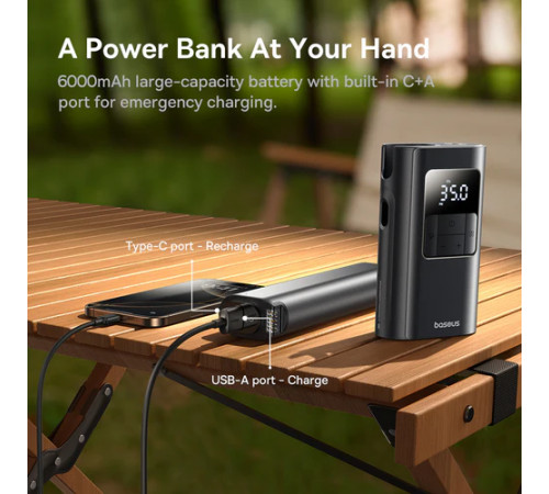 Автомобільний насос Baseus PrimeTrip VA1 Wired and Wireless 2-in-1 Tire Inflator Cosmic Black (C11169001121-00)