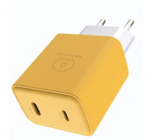 Мережевий зарядний пристрій WUW-C189 PD 20W Charger USB C + USB C yellow white (C189YW)