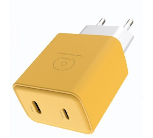 Мережевий зарядний пристрій WUW-C189 PD 20W Charger USB C + USB C yellow white (C189YW)