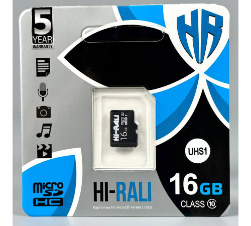 Карта пам'яті Hi-Rali 16Gb (UHS-1) 10 Class (без адаптера)