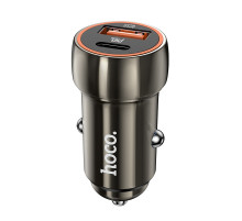 Автомобільний зарядний пристрій HOCO Z46A Blue whale PD20W+QC3.0 car charger Metal Gray (6931474770332)