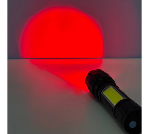 Ліхтар W601-XPE White, Red light (COB, Li-Ion акумулятор, Zoom, Micro)