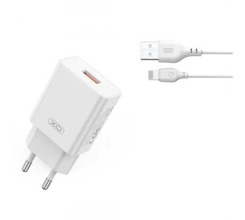 Мережевий зарядний пристрій XO L127 QC18W Lightning