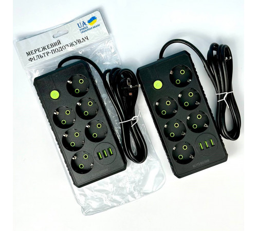 Мережевий подовжувач UA Power F17U 3USB 6 розеток 6m