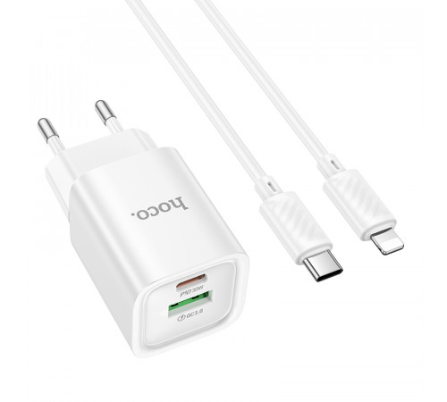Мережевий зарядний пристрій Hoco C149A Charm PD30W+QC3.0 Type-C to Lightning