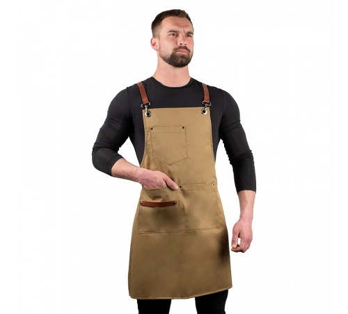 Кухарський фартух Daddy Smoke із тканини бежевий