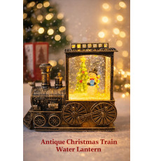 Новорічний декоративний світильник-паровоз зі сніговиком 5688 (72)