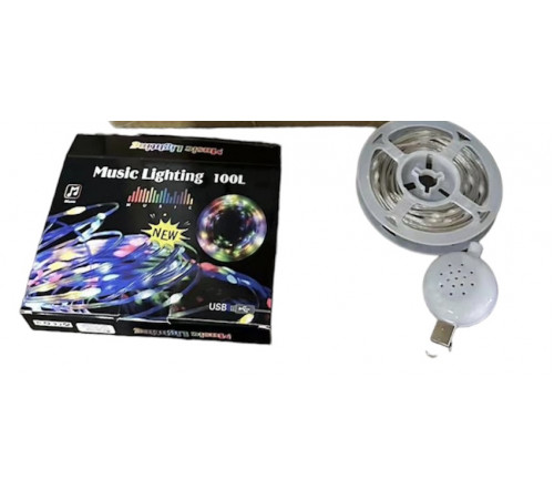 Гірлянда музична на 100LED від USB 10 метр \\ SF-3 Теплий та SF-4мікс код 2810(100)