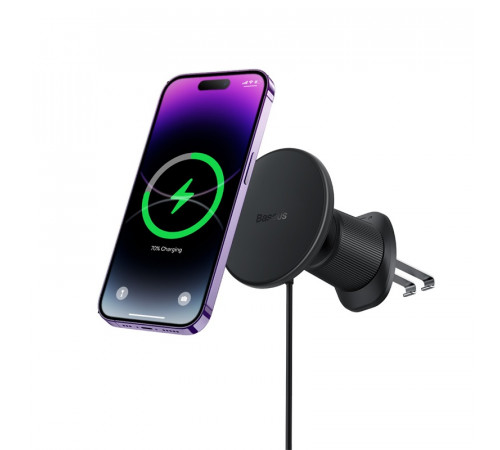 Автотримач для телефона з БЗП Baseus CW01 Magnetic Wireless Charging Car Mount Air Vent Version 15W Cluster Black (C40141001111-00)
