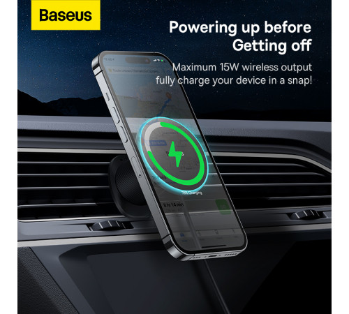 Автотримач для телефона з БЗП Baseus CW01 Magnetic Wireless Charging Car Mount Air Vent Version 15W Cluster Black (C40141001111-00)