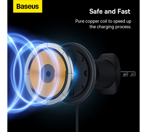 Автотримач для телефона з БЗП Baseus CW01 Magnetic Wireless Charging Car Mount Air Vent Version 15W Cluster Black (C40141001111-00)