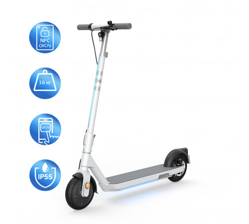 Електросамокат OKAI ES20-NEON White 9", 300(600)W, 9.8Ah, 40km, 25km\h, 20%, NFC, App, 16kg (ES20-W)