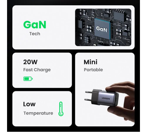 Мережевий зарядний пристрій UGREEN CD318 Nexode mini 20W Charger EU (UGR-90664) (UGR-90664)