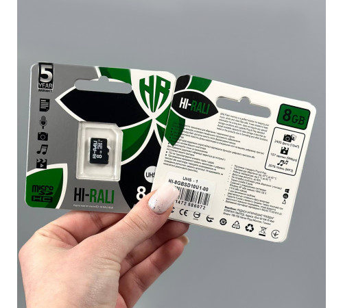Карта пам'яті Hi-Rali 8Gb (UHS-1) 10 Class (без адаптера)